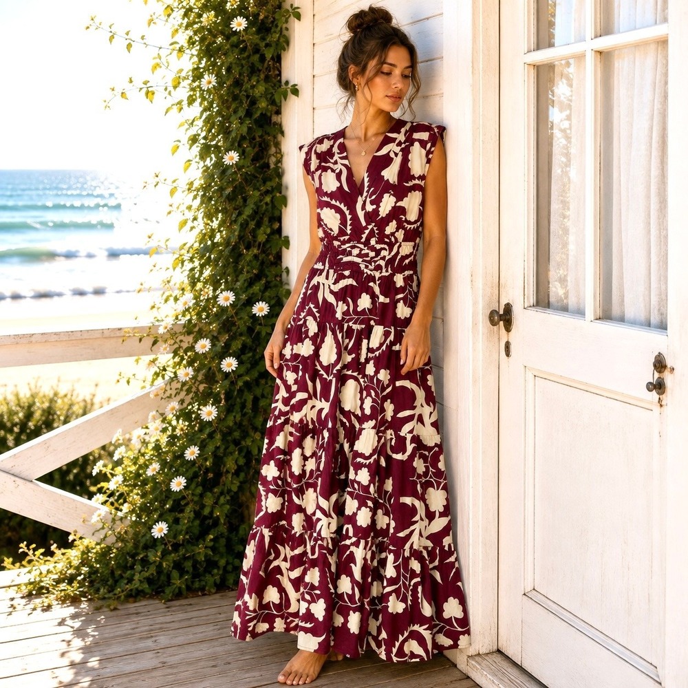 Anthropologie Meadow Rhodes Small Maxi Dress Cottagecore Prairie Coastal Boho - Picture 1 of 7